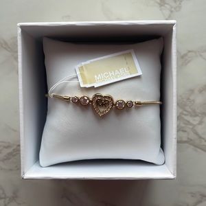 Michael Kors Gold Stainless Steel Adjustable Heart Bracelet